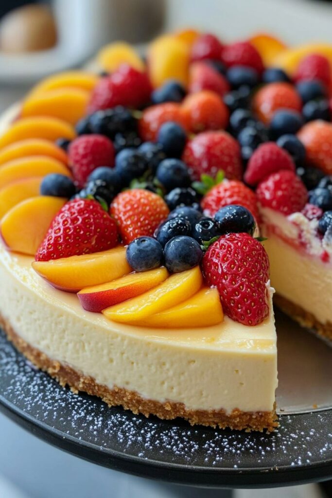 Summer Berry & Peach Cheesecake