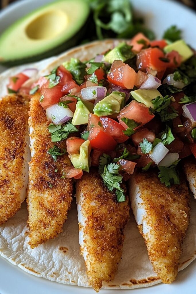 Crispy Fish Tacos with Pico De Gallo