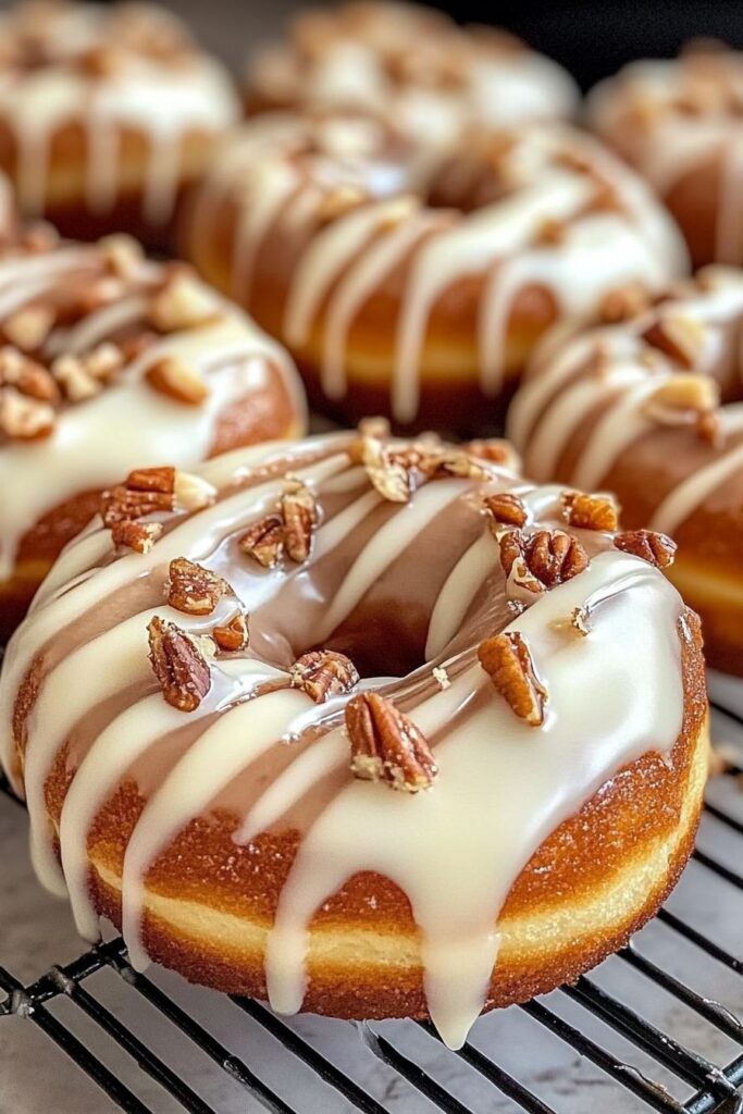 Coffee Cake Donuts with Vanilla Glaze