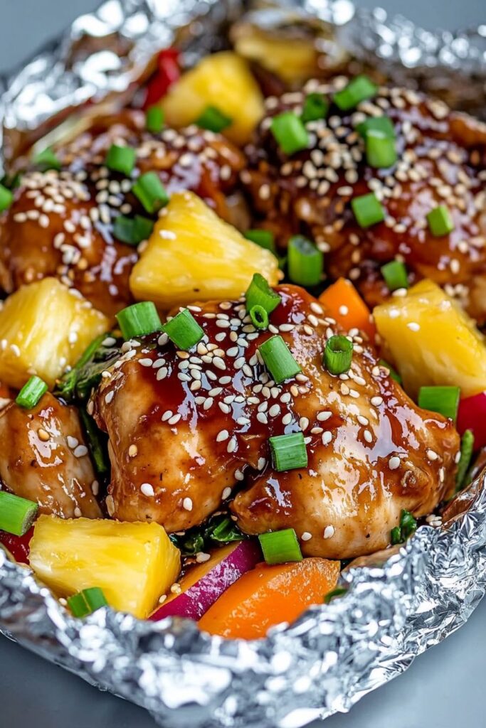 Teriyaki Chicken and Pineapple Foil Packets