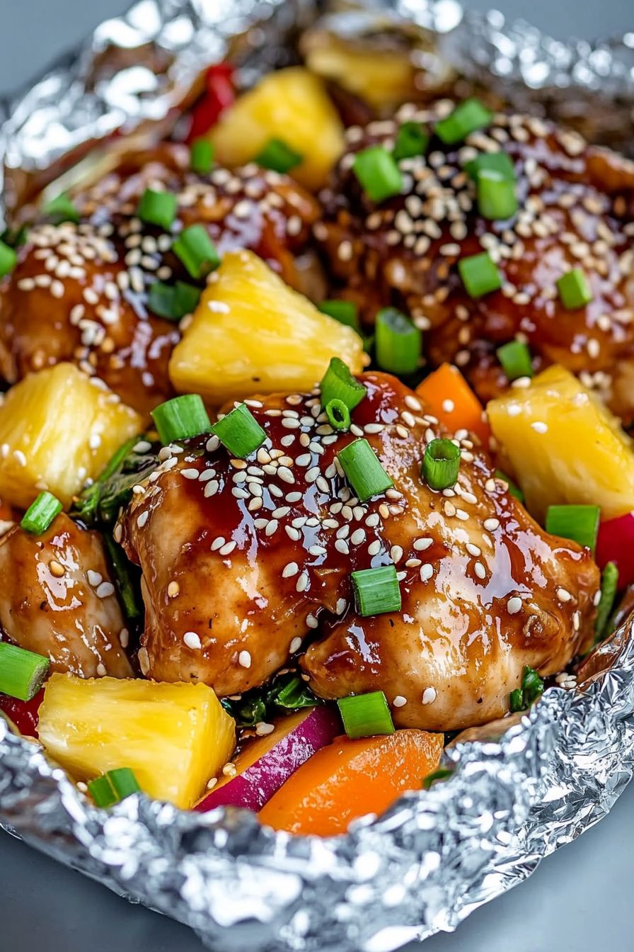 Teriyaki Chicken and Pineapple Foil Packets