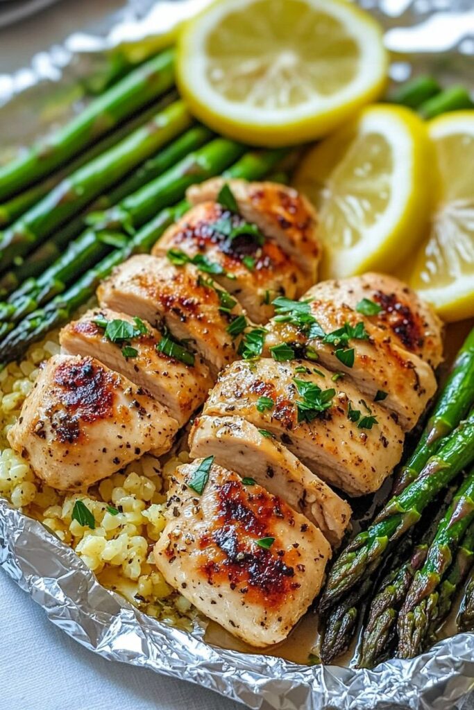 Lemon Herb Chicken and Asparagus Foil Packets